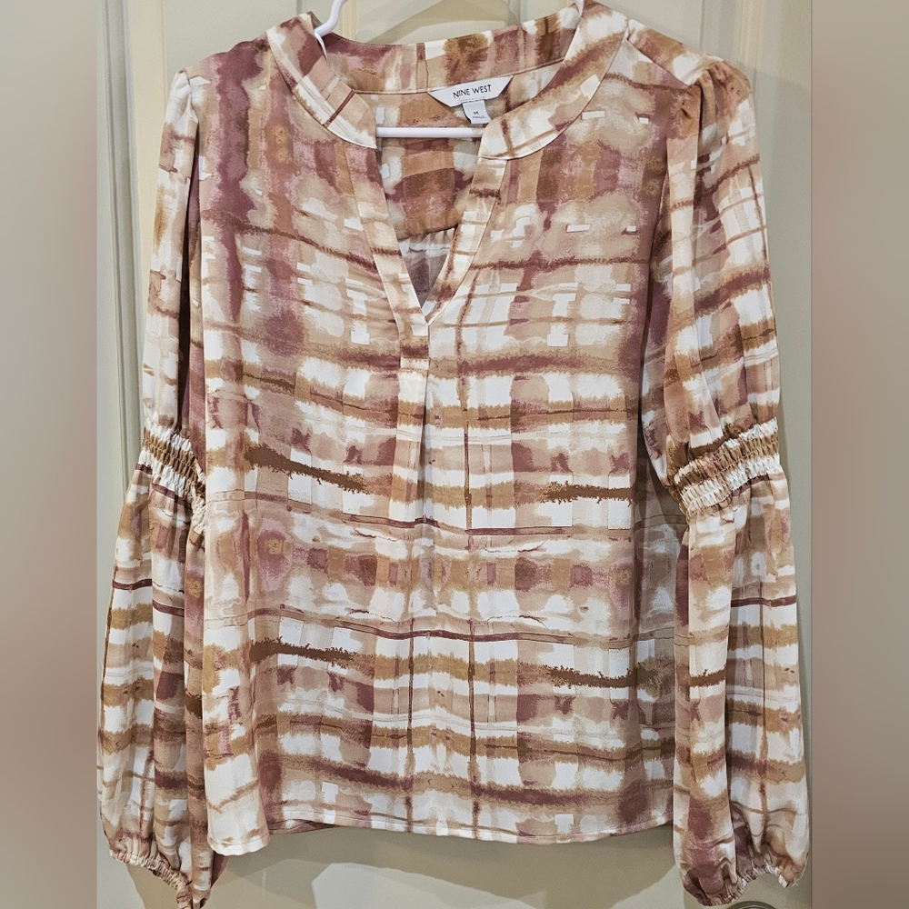 Elegant Women's Top in Brown and Cream